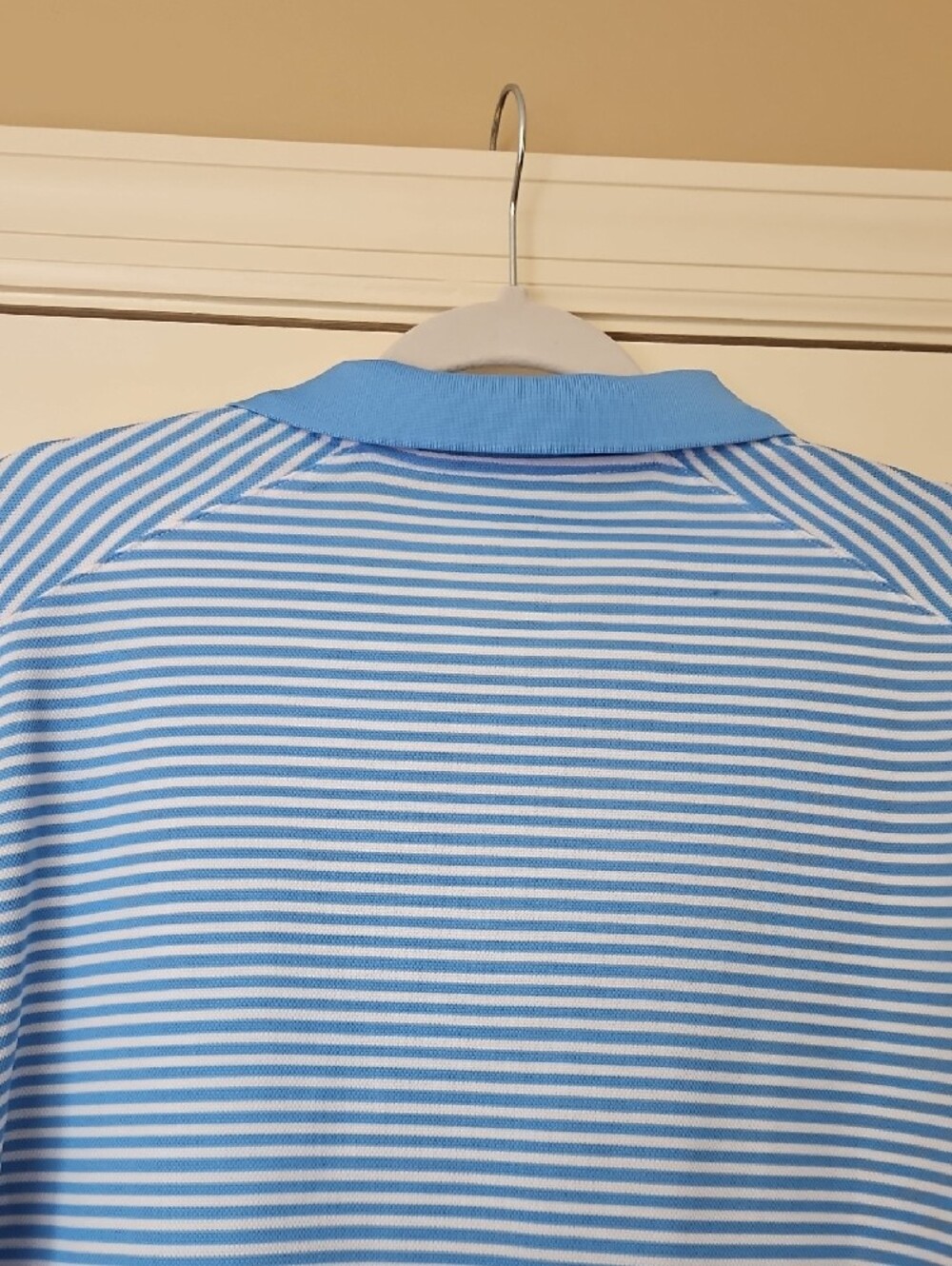 Nike Light Blue and White Striped Polo - Picture 5 of 6